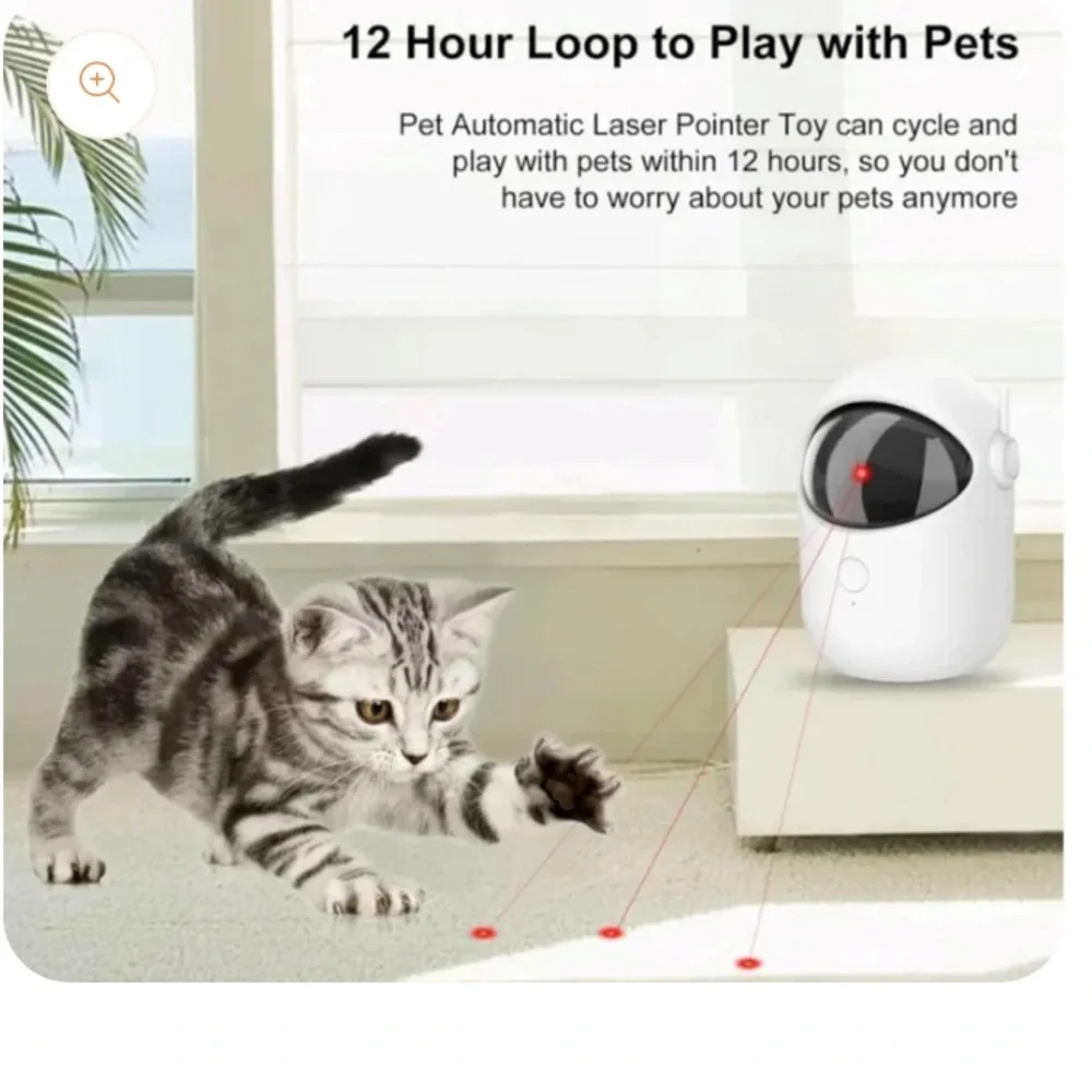 🎉HP 🎉Automatic Laser Cat Toy USB Rechargeable for Indoor Laser Pointer Toy NIB - Picture 7 of 10